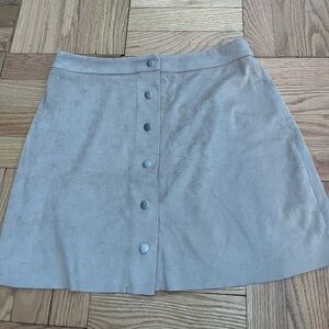 Suede beige button down skirt